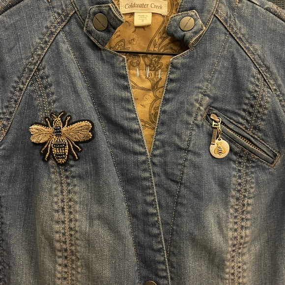 Denim Jacket w/ custom Bee embellishments. - Picture 3 of 4